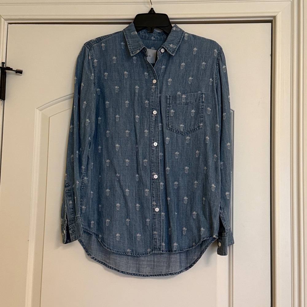 Rails Blue Shirt with Pineapple Design